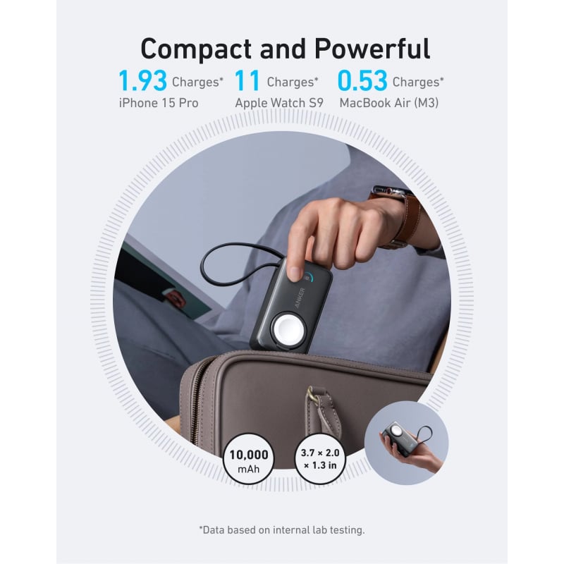 Powerbank Anker MagGo, 10000mAh, 35W, PD + QI, Fekete A1657011-6