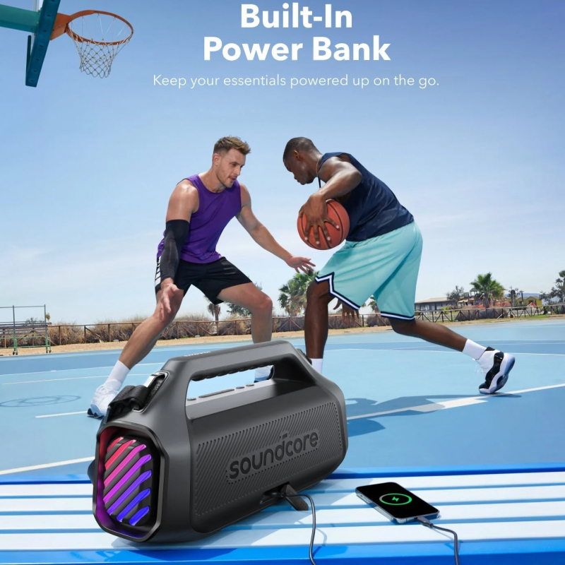 Anker Soundcore Boom 2 Plus Bluetooth Hangszóró, 140W, TWS, RGB, Vízálló, Fekete A3134011-2