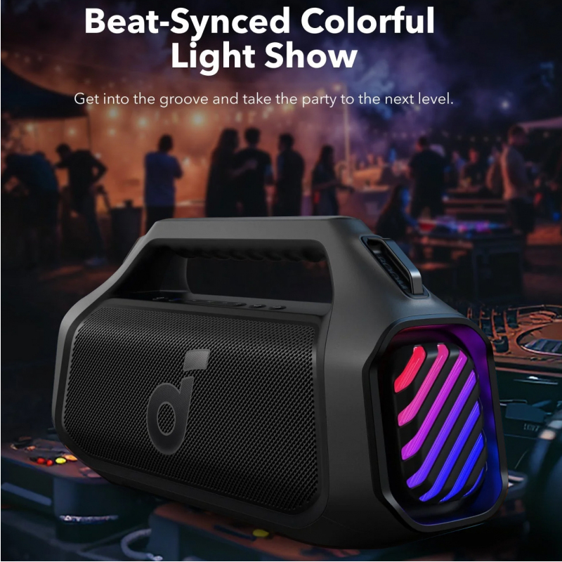 Anker Soundcore Boom 2 Plus Bluetooth Hangszóró, 140W, TWS, RGB, Vízálló, Fekete A3134011-6