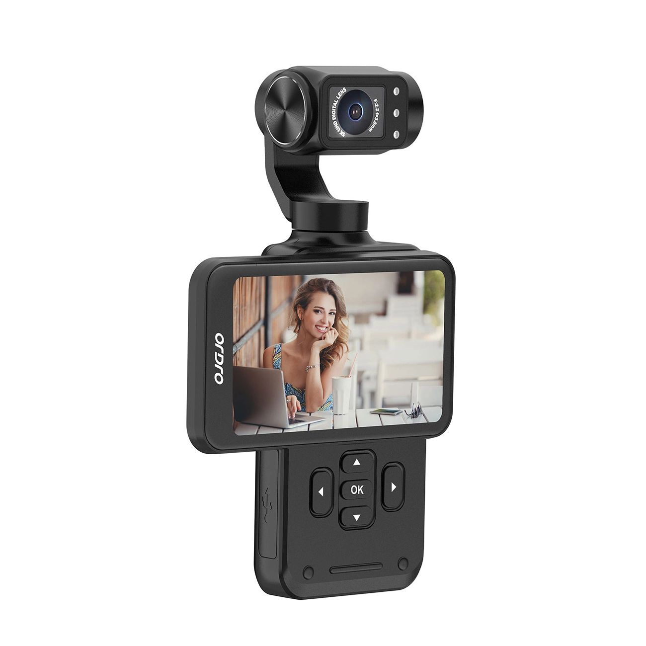 Ordro Pocket M5 3-tengelyes Gimbal Kamera, 5K, vlogoláshoz és YouTube videókhoz – Fekete-1