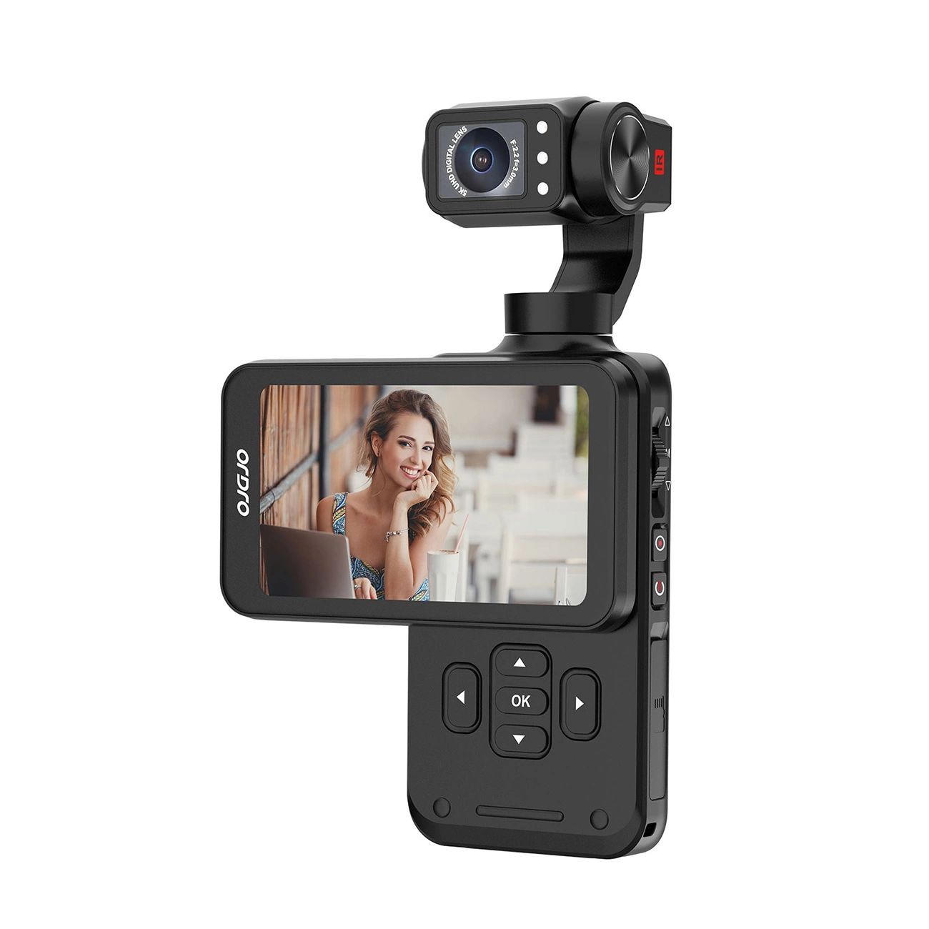 Ordro Pocket M5 3-tengelyes Gimbal Kamera, 5K, vlogoláshoz és YouTube videókhoz – Fekete-23