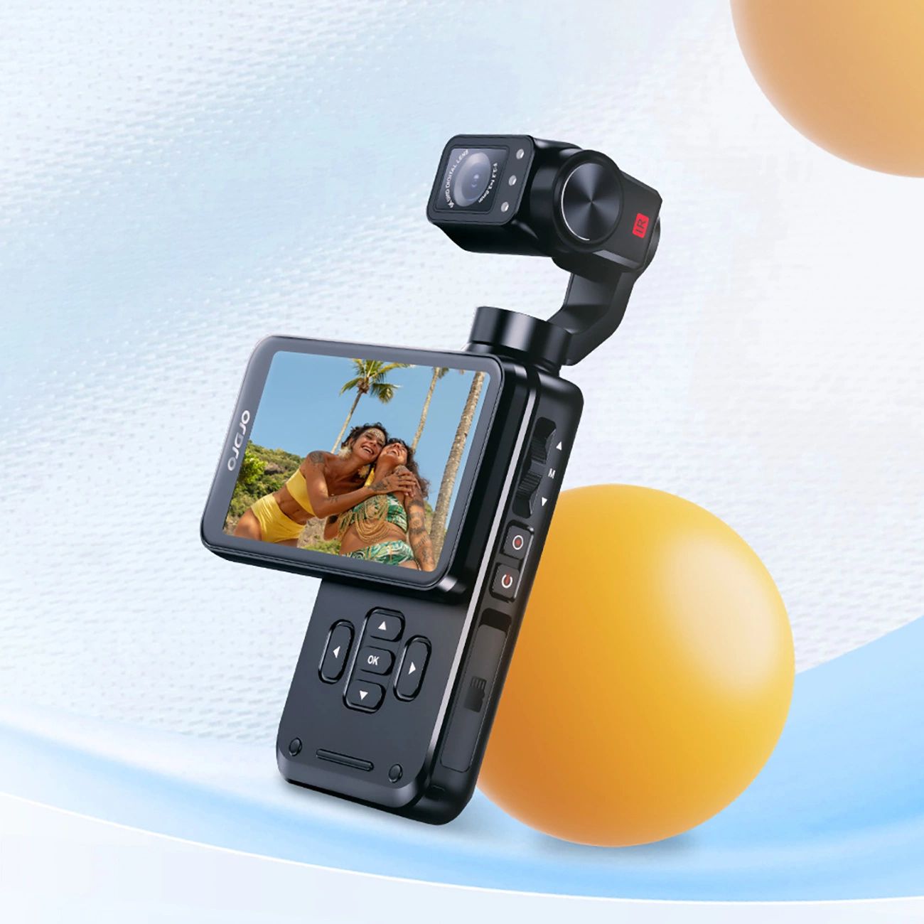 Ordro Pocket M5 3-tengelyes Gimbal Kamera, 5K, vlogoláshoz és YouTube videókhoz – Fekete-16