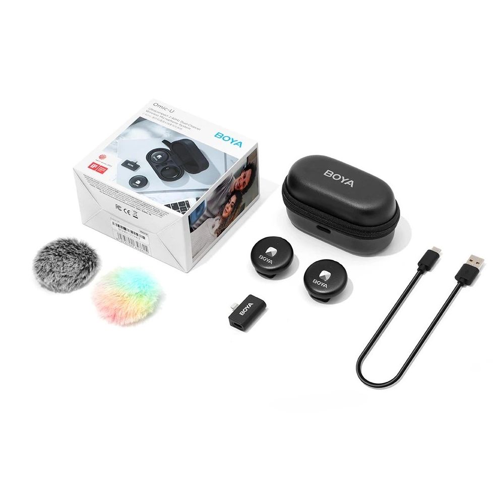 Boya Omic-D 2.4GHz Ultrakompakt vezetéknélküli szett (iOS 1+2 Töltődoboz) Fekete-5