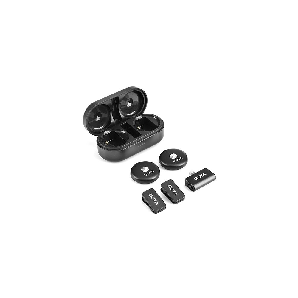 BOYA Omic-D 2.4GHz Ultrakompakt vezetéknélküli szett (iOS 1+2 Töltődoboz) Fehér-5