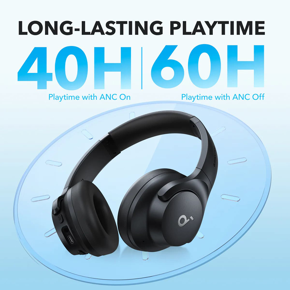 Anker - Vezeték nélküli fejhallgató Life Q20i (A3004G11) - Bluetooth, hibrid aktív zajszűrés, kettős csatlakozás - Fekete-3