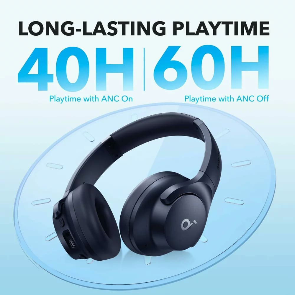 Anker - Vezeték nélküli fejhallgató Life Q20i (A3004G31) - Bluetooth, Hibrid aktív zajszűrés, Kettős csatlakozás - Kék-4
