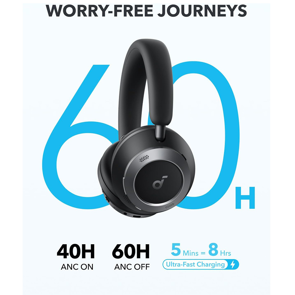 Anker - Vezeték nélküli fejhallgató SoundCore Space One Pro (A3062G11) - Bluetooth 5.3, Aktív zajszűrés, Hi-Res - Fekete-1