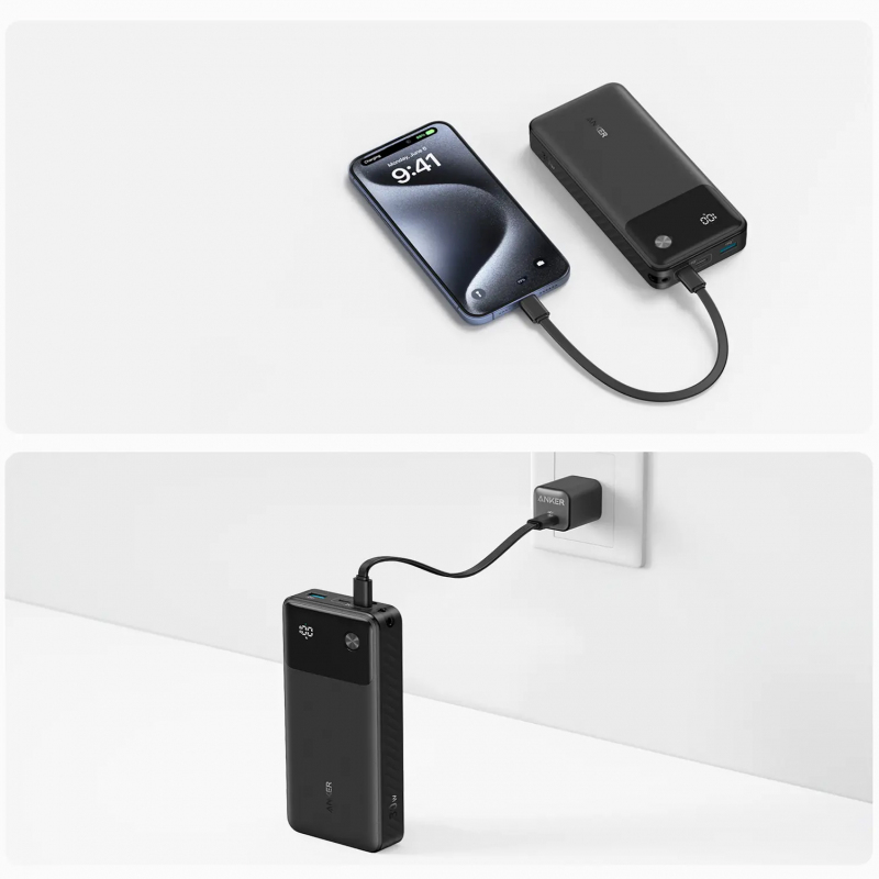 Anker Powerbank, 20000mAh, 30W, QC + PD, Fekete A1384G11-2