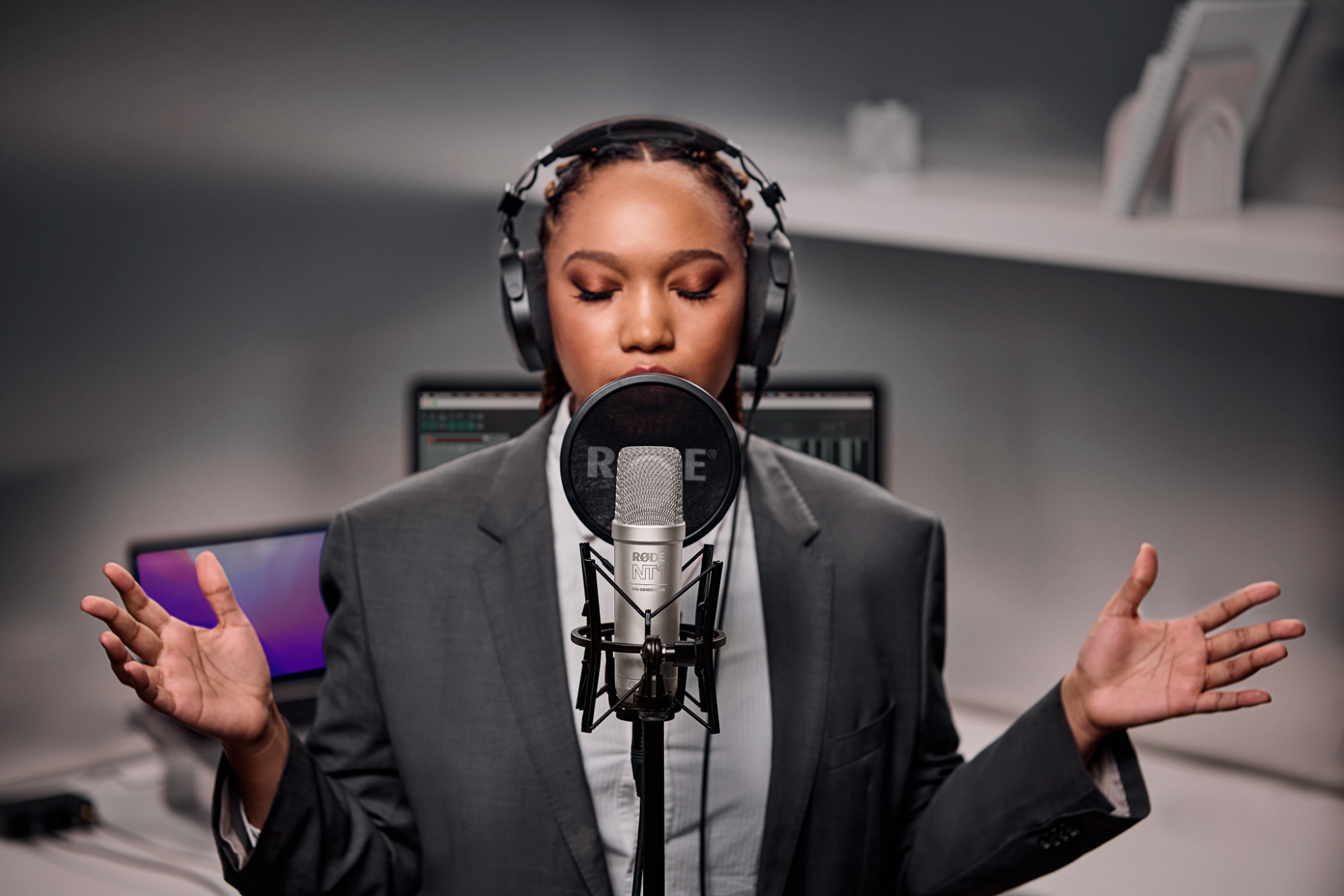 RØDE SM6 rezgésgátló mikrofonfogó pop-filterrel stúdió mikrofonokhoz-4