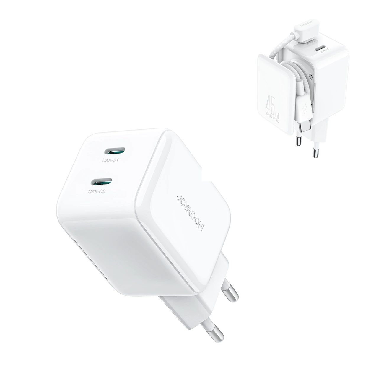 Joyroom JR-TCL05 45W GaN hálózati töltő kábelrendezővel - Fehér-8