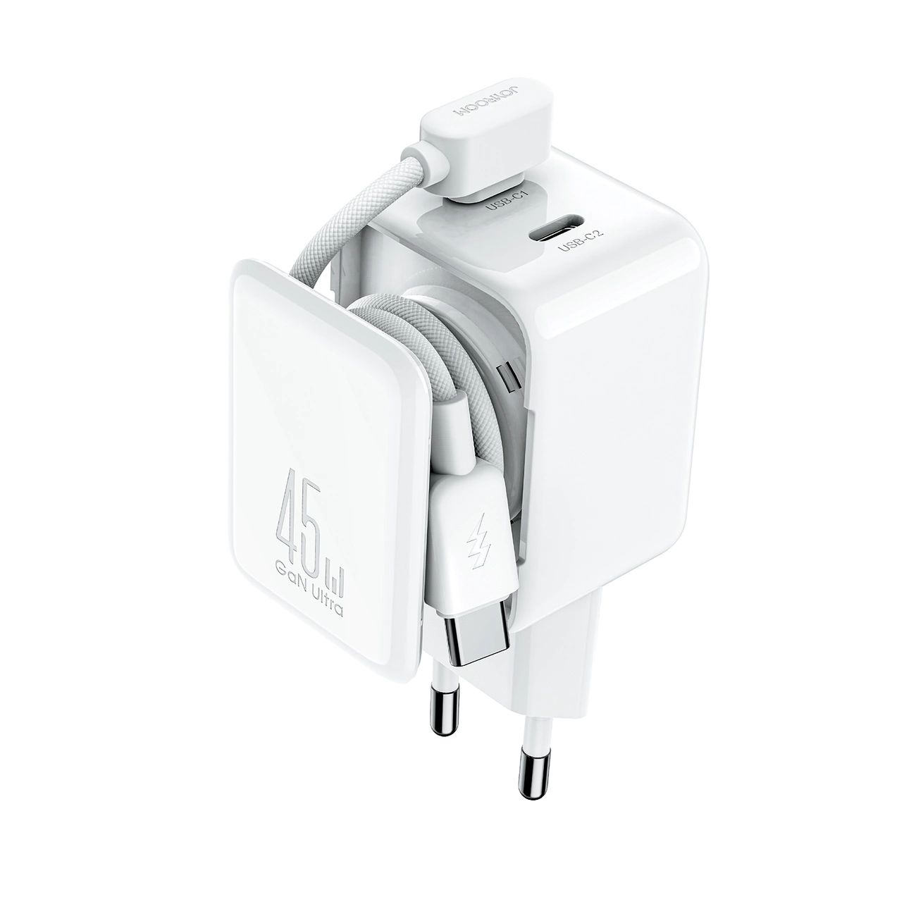 Joyroom JR-TCL05 45W GaN hálózati töltő kábelrendezővel - Fehér-0
