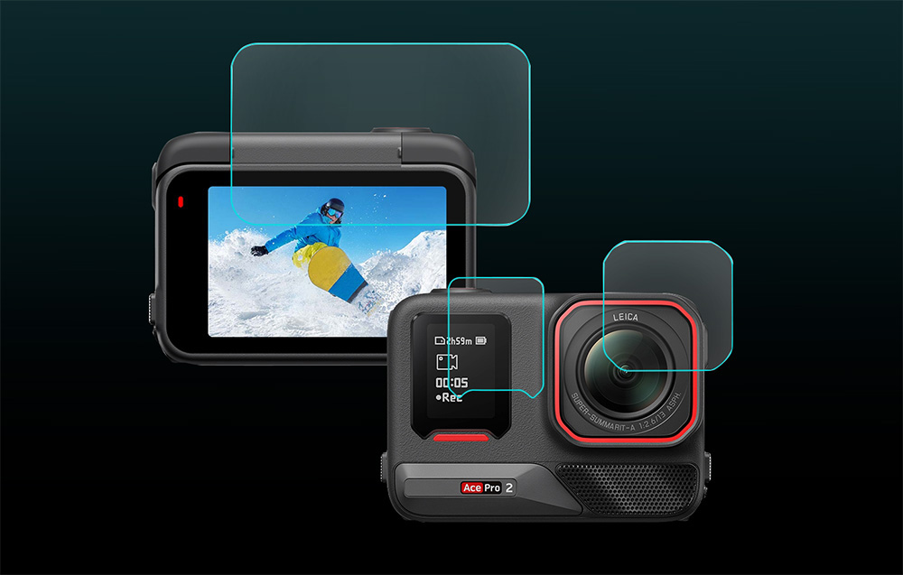 Puluz 3 az 1-ben üvegfólia az Insta360 Ace Pro 2-höz-1