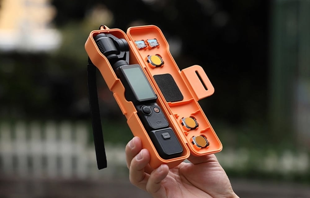 Sunnylife védőtáska szíjjal az Osmo Pocket 3-hoz (narancssárga) tok-1