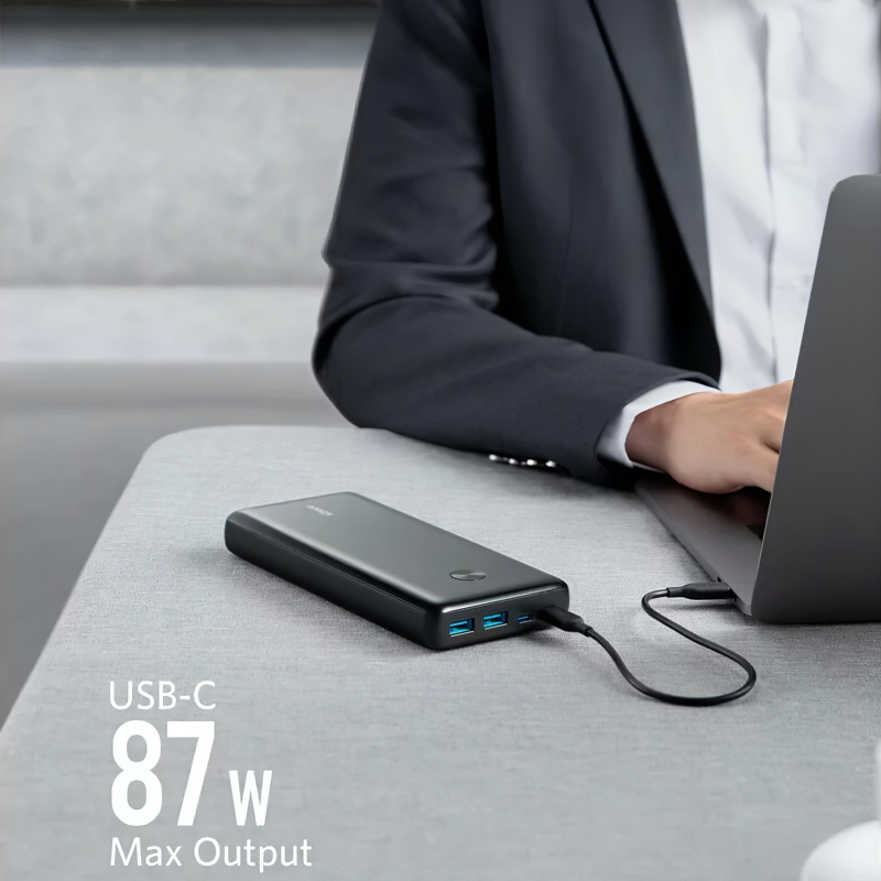 Powerbank Anker PowerCore III Elite, 25600mAh, 87W, QC + PD, Fekete A1291H11-1
