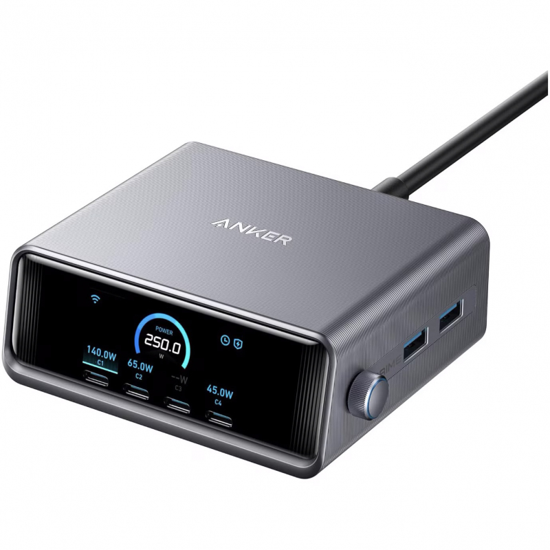Asztali töltő Anker Prime, 250W, 5A, 2 x USB-A - 4 x USB-C, Fekete A2345341-0