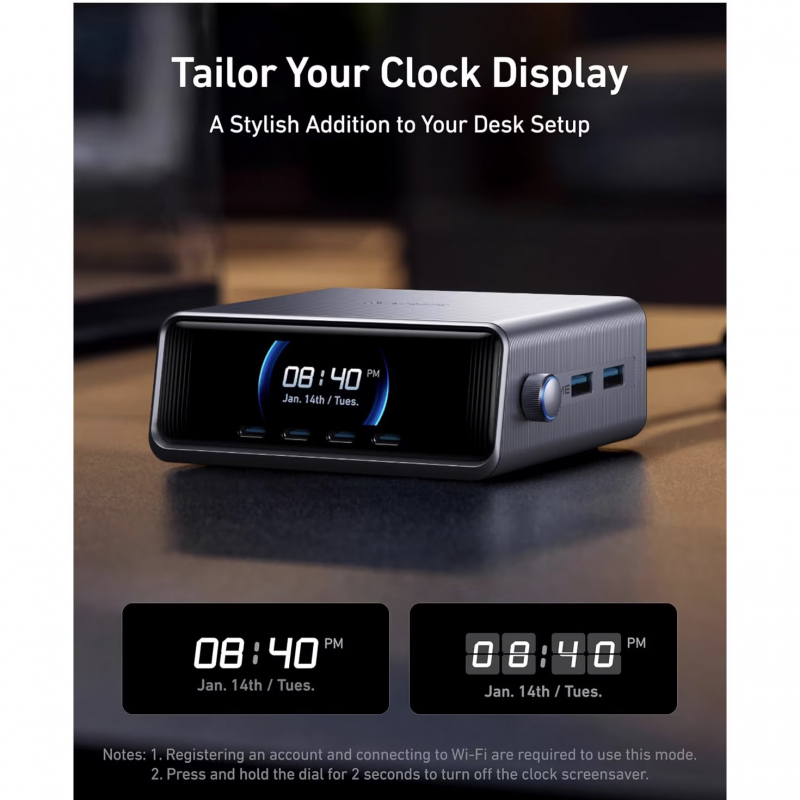 Asztali töltő Anker Prime, 250W, 5A, 2 x USB-A - 4 x USB-C, Fekete A2345341-3