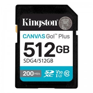 Kingston SDXC 512GB Canvas Go Plus Gen4 200R C10 UHS-I U3 V30 memóriakártya