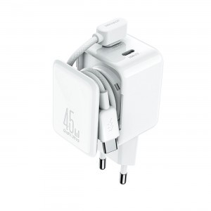 Joyroom JR-TCL05 45W GaN hálózati töltő kábelrendezővel - Fehér