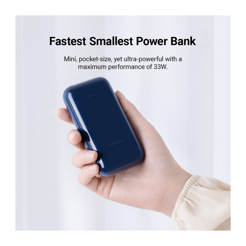 Powerbank Xiaomi Pocket Edition Pro, 10000mAh, 33W, QC + PD, Éjféli Kék BHR5785GL-4