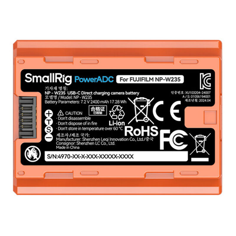 Smallrig NP-W235 USB-C Rechargeable Camera Battery Orange-2