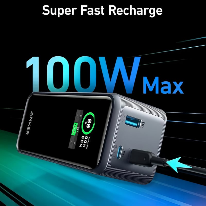 Powerbank Anker Prime, 20000mAh, 200W, QC + PD, Fekete A1336011-3