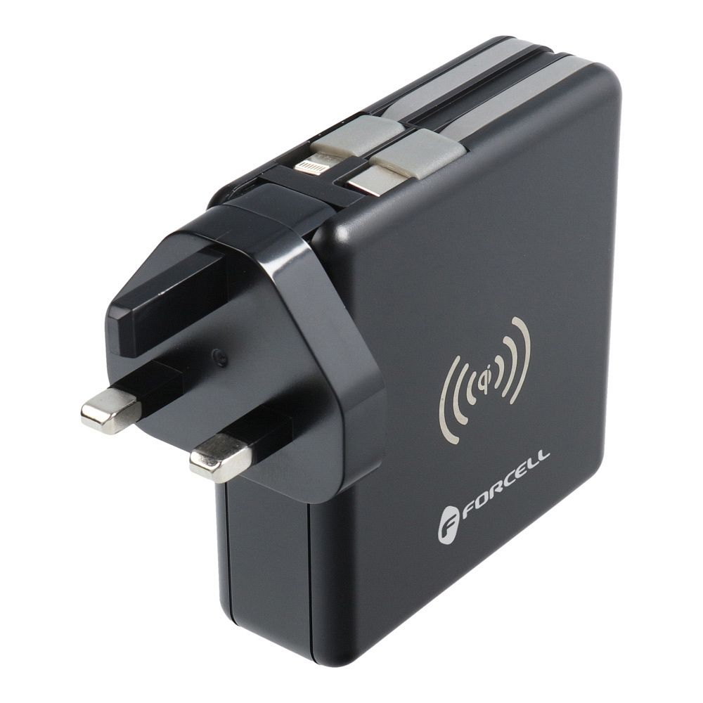 FORCELL F-ENERGY multifunkcionális töltő 20W 5 az 1-ben USB-C/villám kábellel, 10000mAh power bankkal és vezeték nélküli töltéssel 15W-17