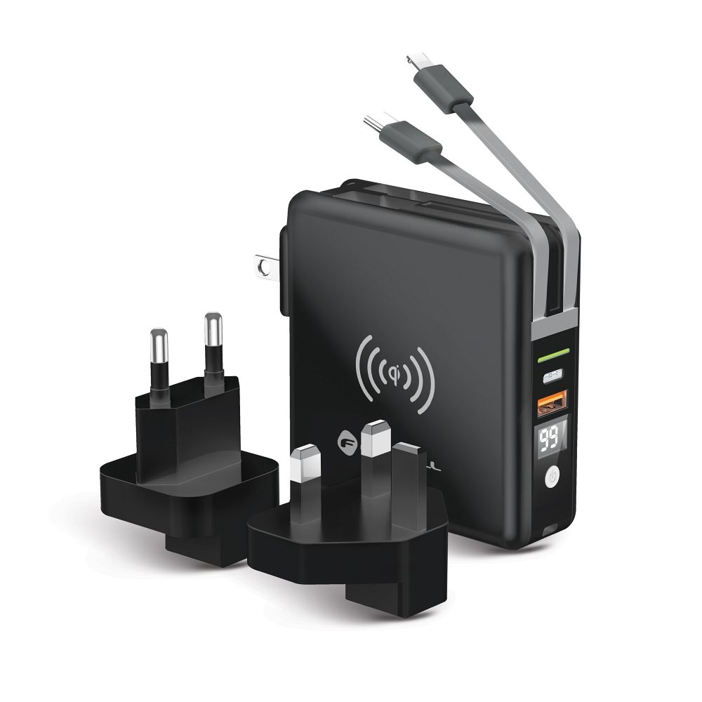 FORCELL F-ENERGY multifunkcionális töltő 20W 5 az 1-ben USB-C/villám kábellel, 10000mAh power bankkal és vezeték nélküli töltéssel 15W-20
