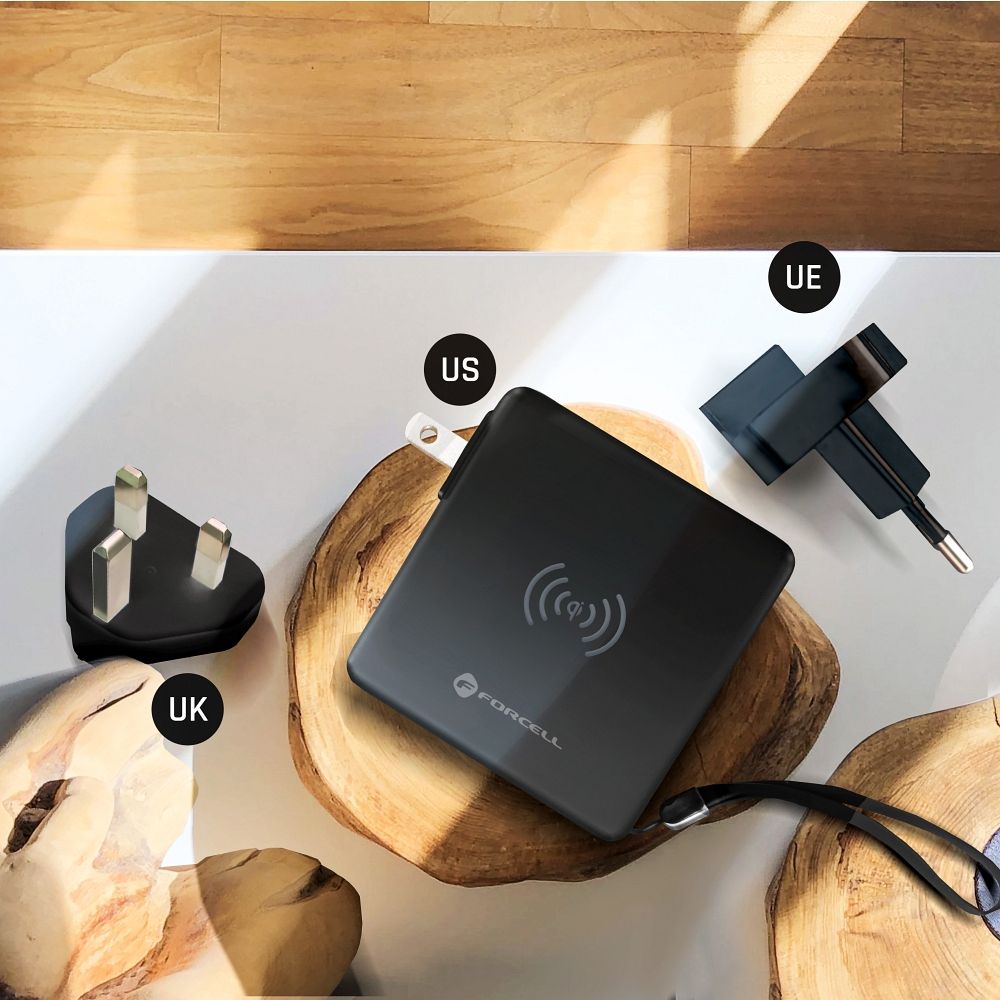 FORCELL F-ENERGY multifunkcionális töltő 20W 5 az 1-ben USB-C/villám kábellel, 10000mAh power bankkal és vezeték nélküli töltéssel 15W-21