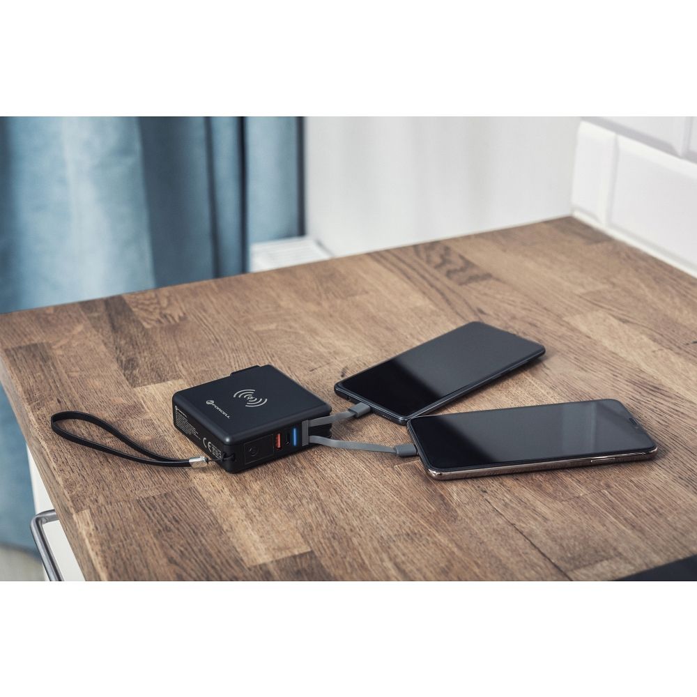 FORCELL F-ENERGY multifunkcionális töltő 20W 5 az 1-ben USB-C/villám kábellel, 10000mAh power bankkal és vezeték nélküli töltéssel 15W-13