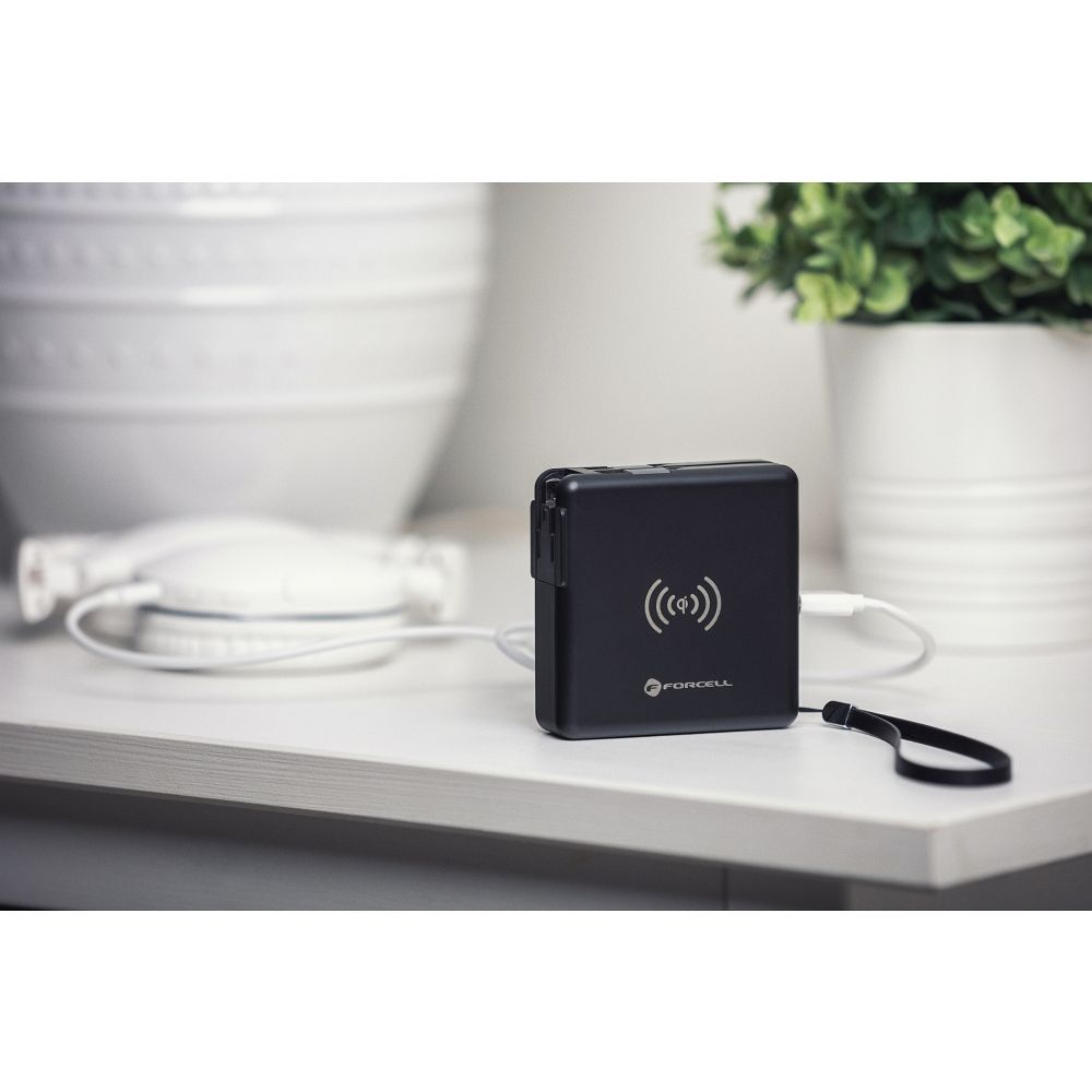 FORCELL F-ENERGY multifunkcionális töltő 20W 5 az 1-ben USB-C/villám kábellel, 10000mAh power bankkal és vezeték nélküli töltéssel 15W-2