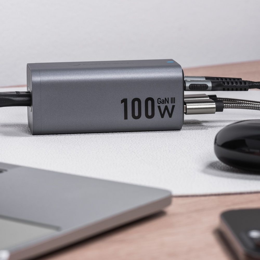 FORCELL F-ENERGY GaN III VT-51 asztali töltő 2 x Type C + 2 x USB A PD QC4.0 SFC2.0 5A 100W szürke-4