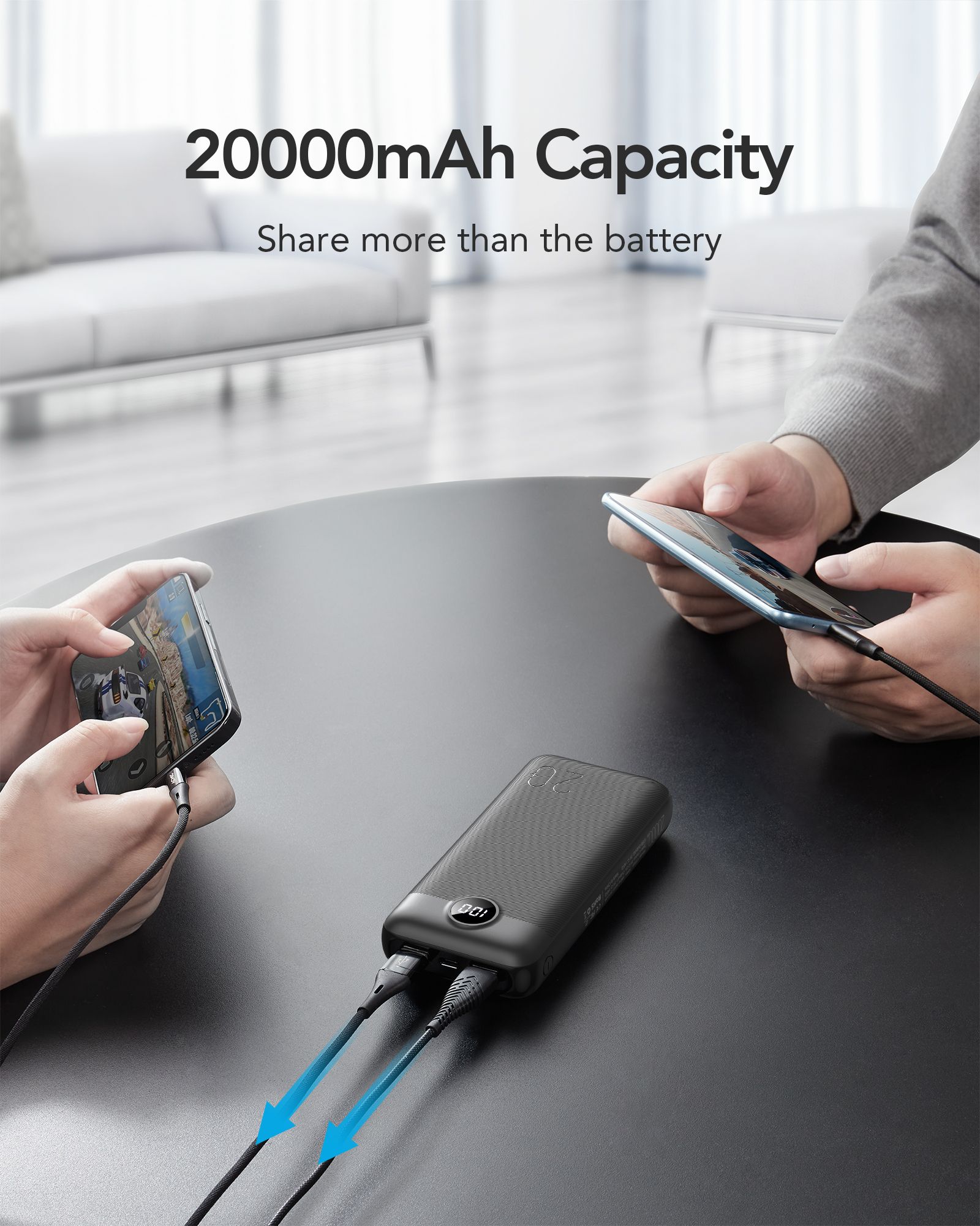VEGER powerbank 20 000 mAh PD QC3.0 2A 20W L20S (VP2039PD / W2039PD) fekete-17