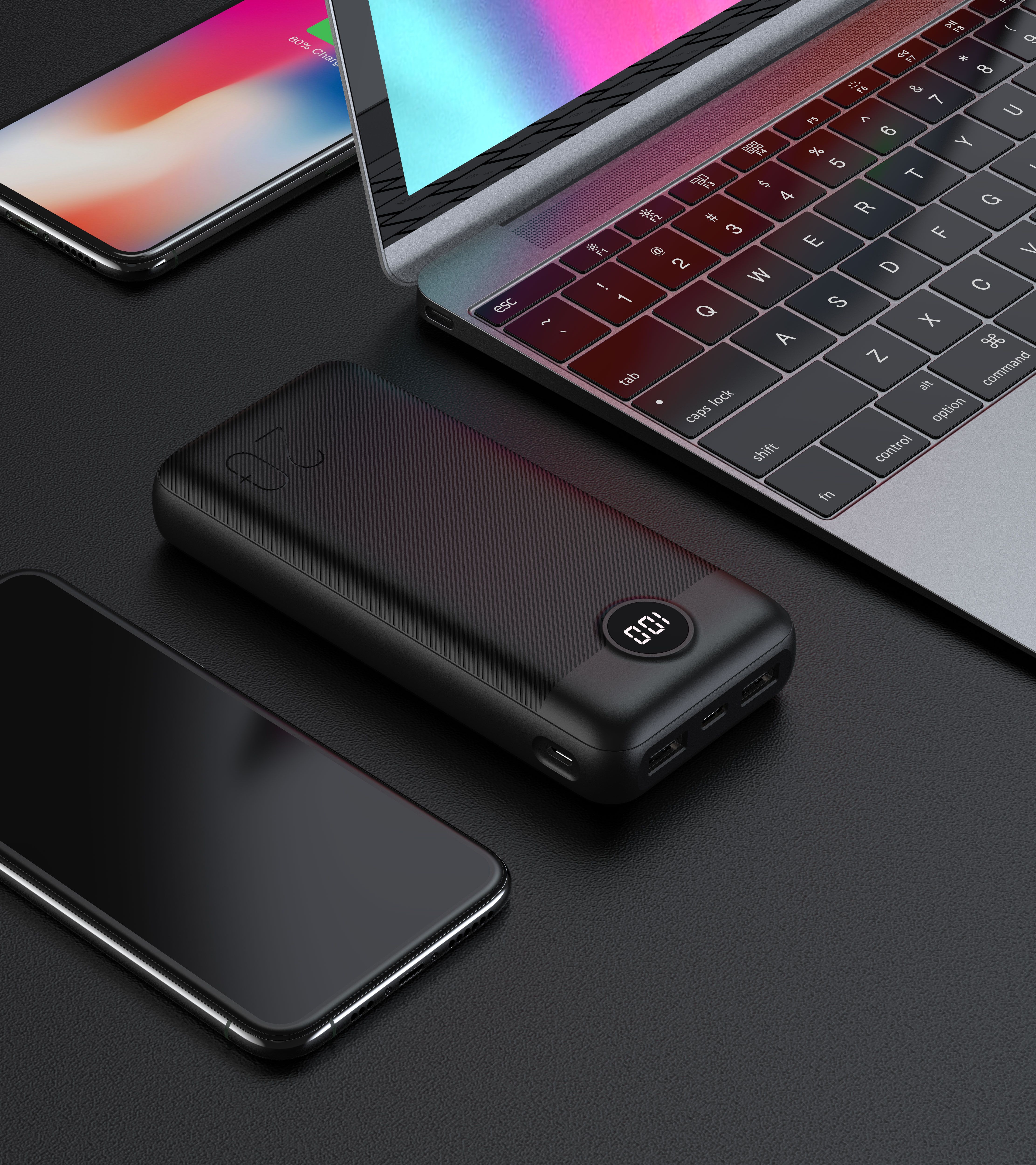 VEGER powerbank 20 000 mAh PD QC3.0 2A 20W L20S (VP2039PD / W2039PD) fekete-14