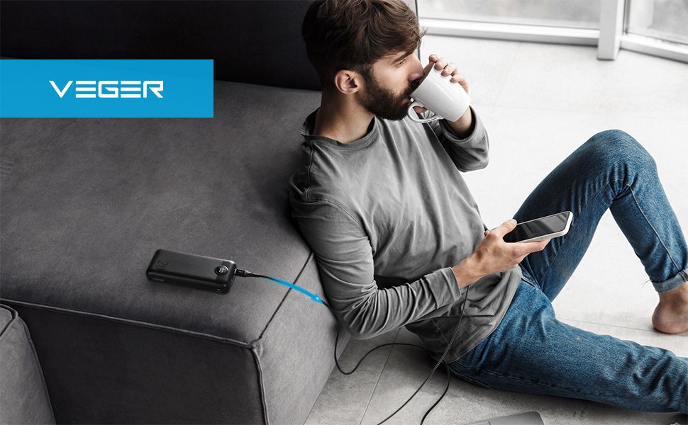 VEGER powerbank 20 000 mAh PD QC3.0 2A 20W L20S (VP2039PD / W2039PD) fekete-3