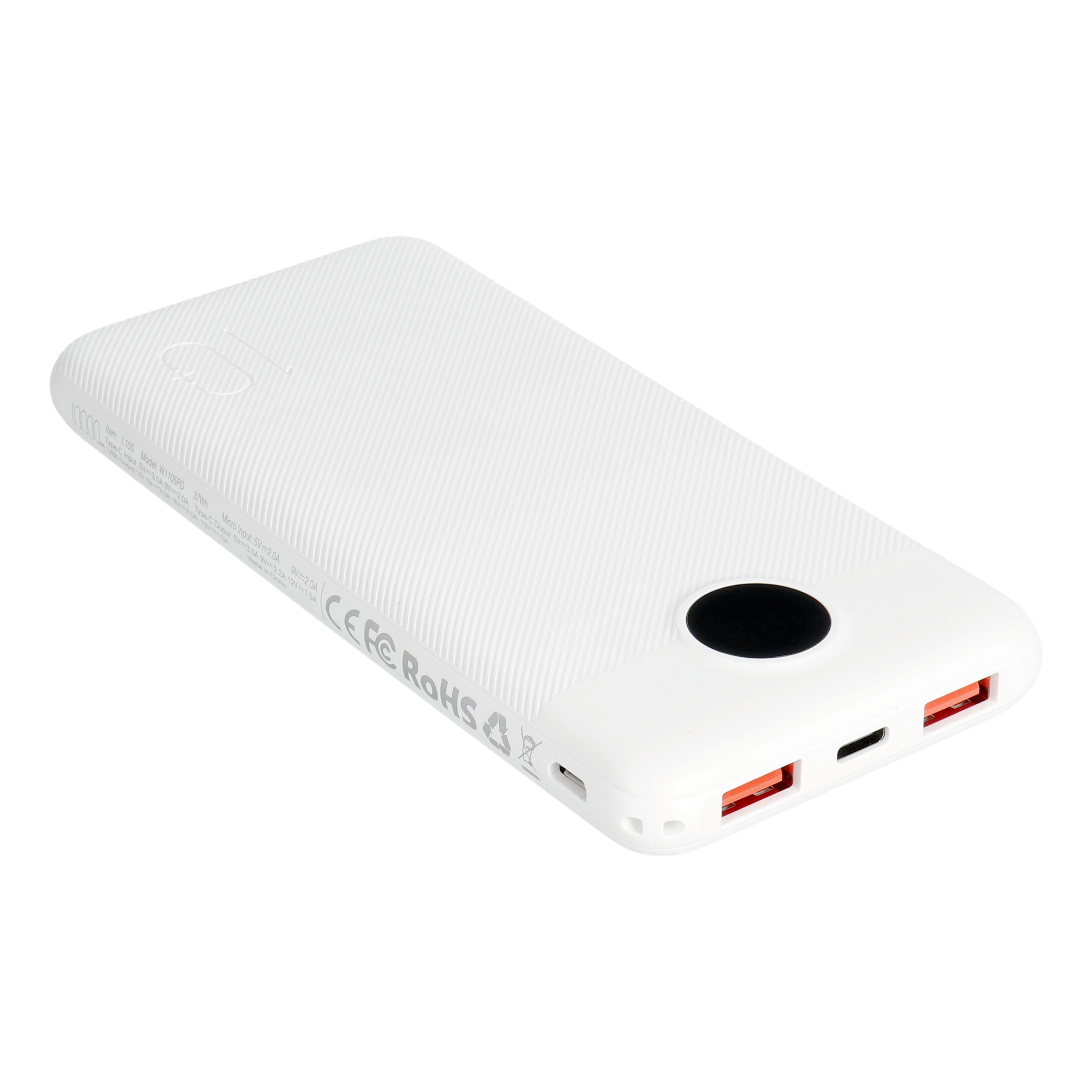 VEGER powerbank 10 000 mAh PD QC3.0 2A 20W L10S (W1105PD) fehér-4
