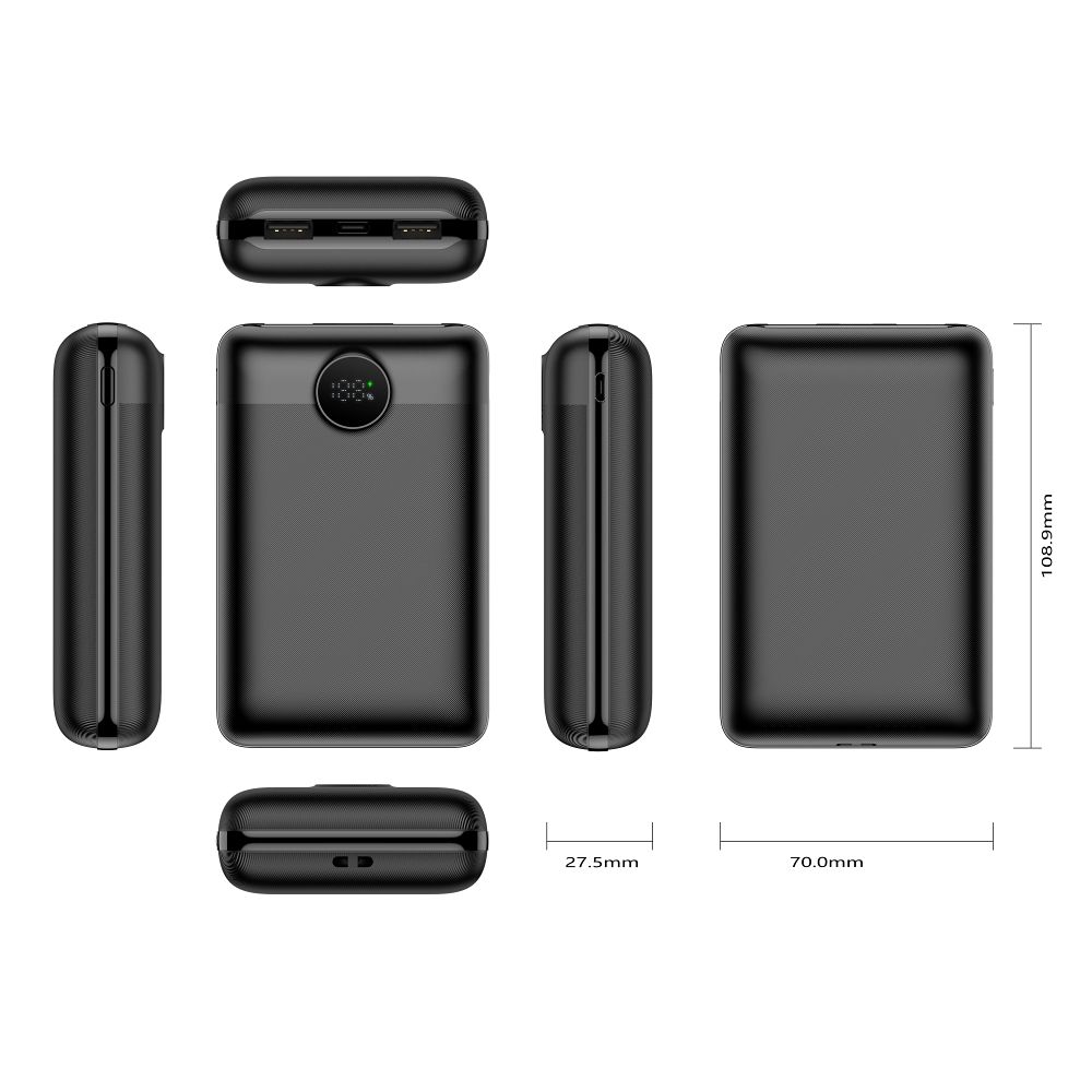 VEGER powerbank 20 000 mAh PD QC3.0 2A 22,5W S20 (W2053) fekete-17