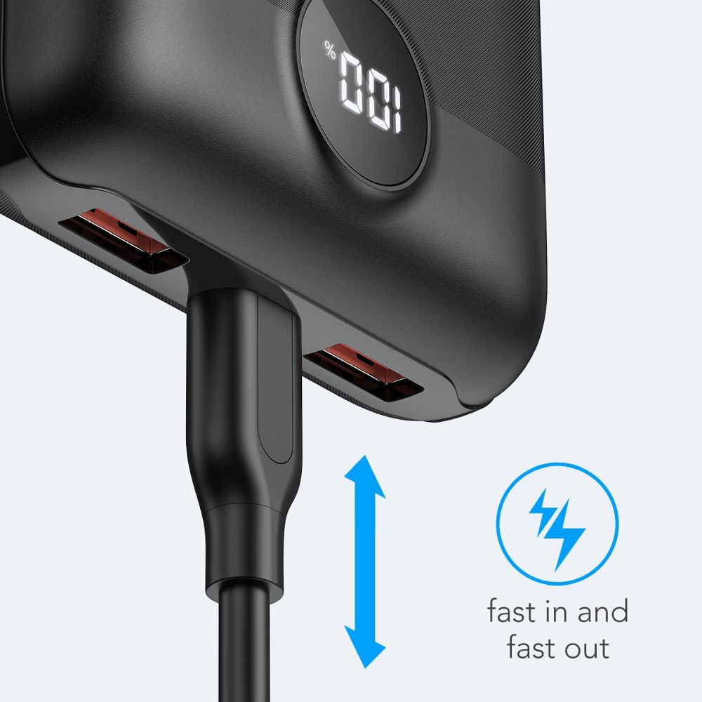 VEGER powerbank 20 000 mAh PD QC3.0 2A 22,5W S20 (W2053) fekete-22