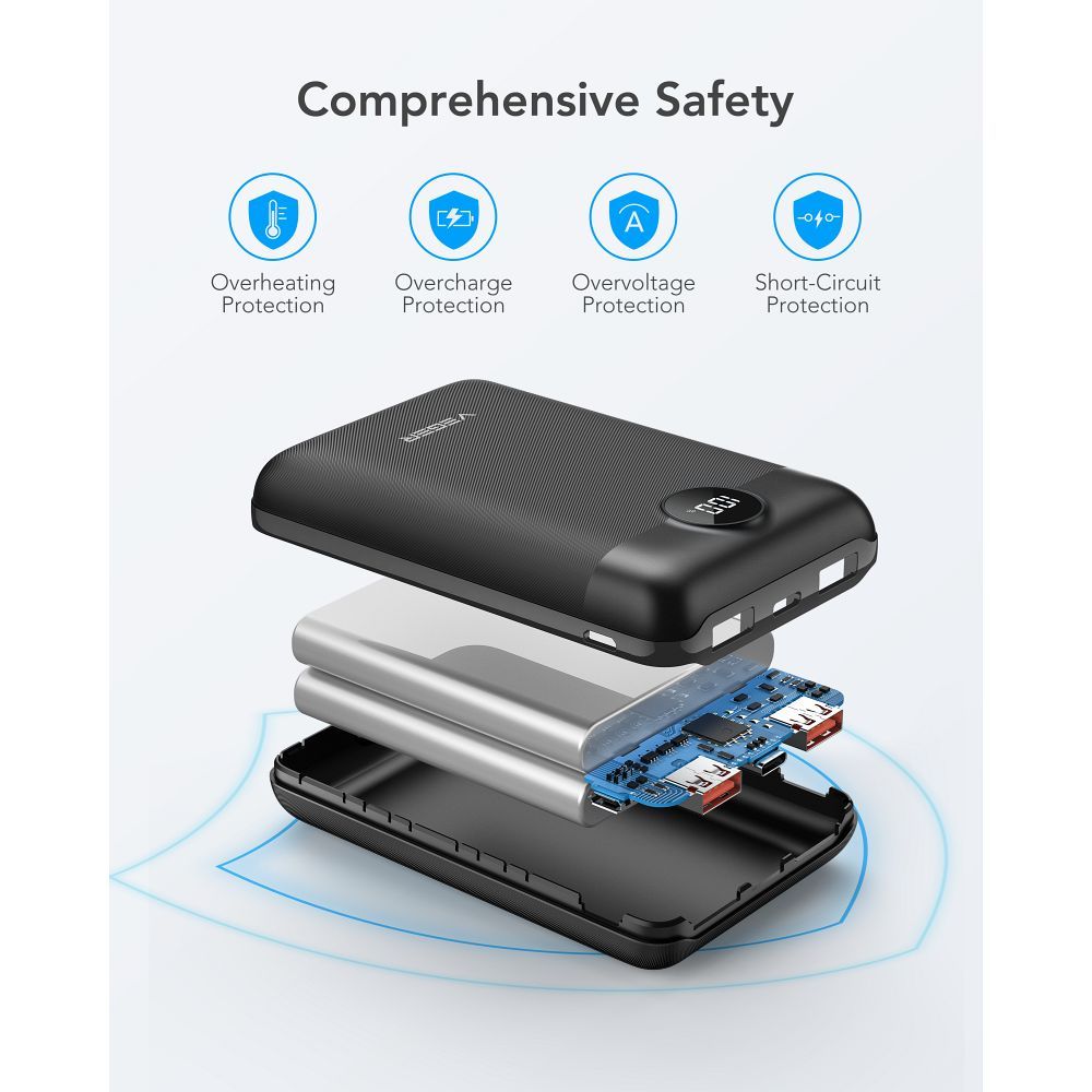VEGER powerbank 20 000 mAh PD QC3.0 2A 22,5W S20 (W2053) fekete-8