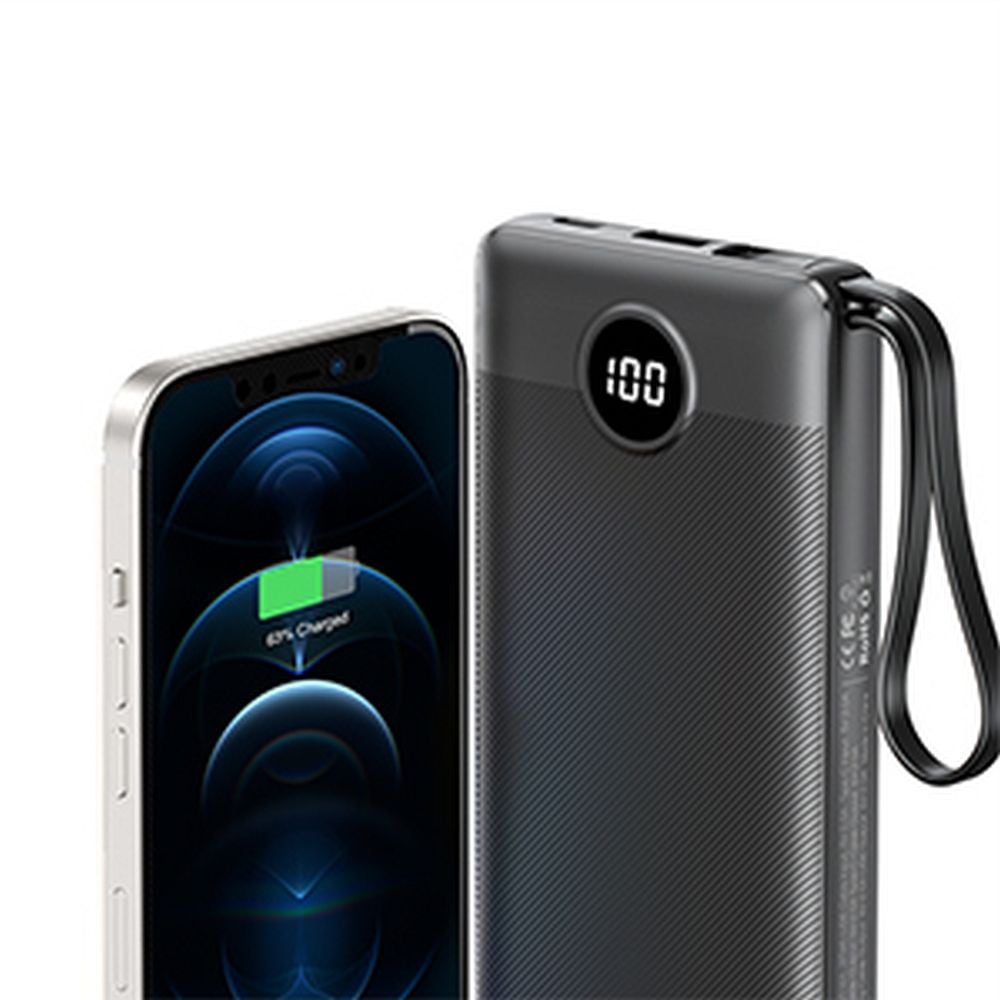 VEGER powerbank 10 000 mAh beépített kábelekkel Micro USB / Type C / Lightning C10 (W1116) fekete-14