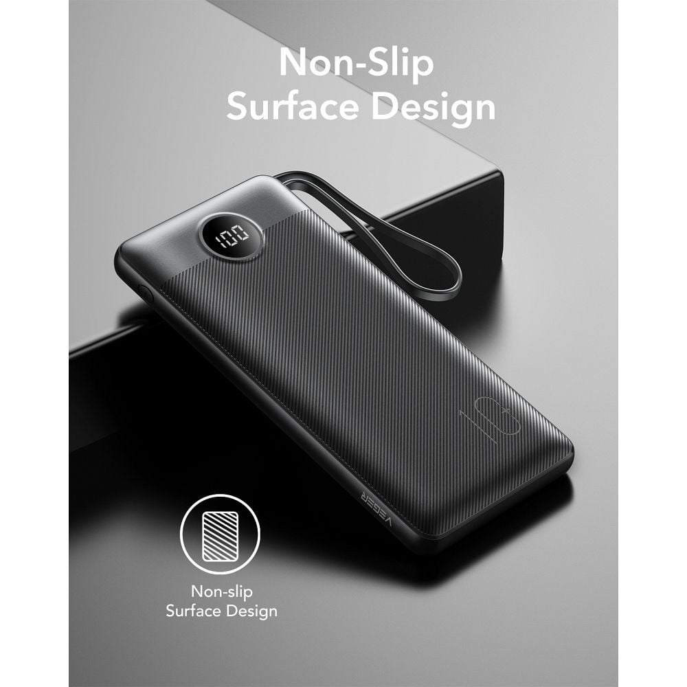 VEGER powerbank 10 000 mAh beépített kábelekkel Micro USB / Type C / Lightning C10 (W1116) fekete-3