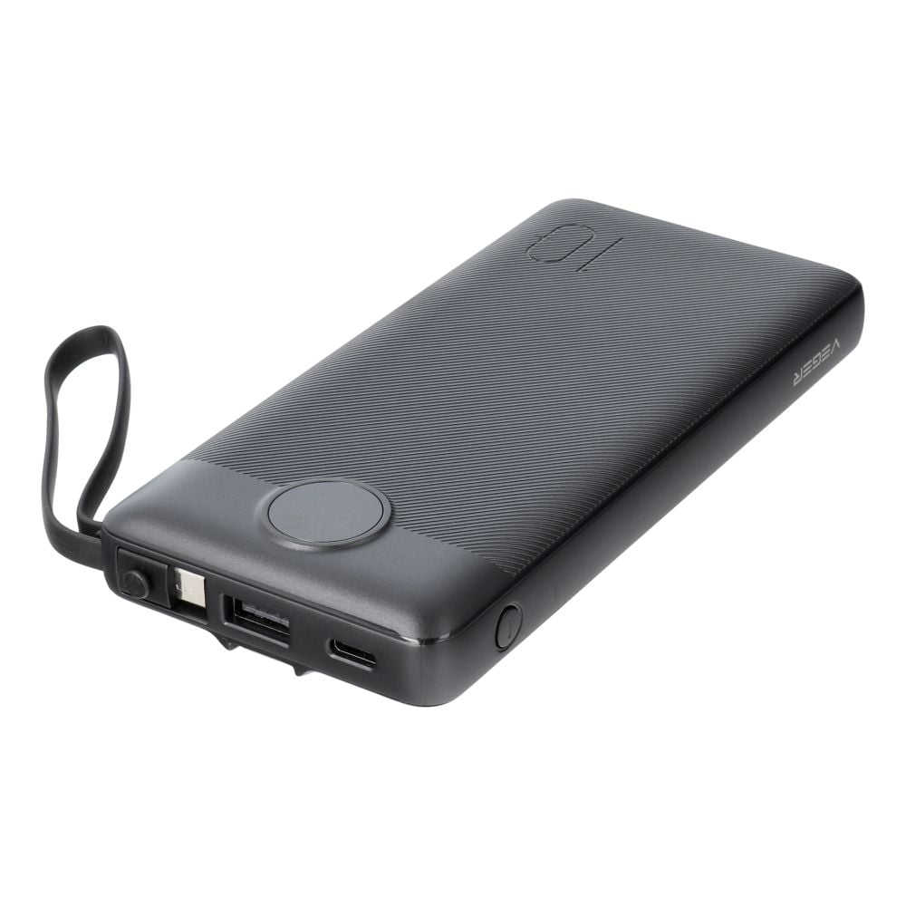VEGER powerbank 10 000 mAh beépített kábelekkel Micro USB / Type C / Lightning C10 (W1116) fekete-7