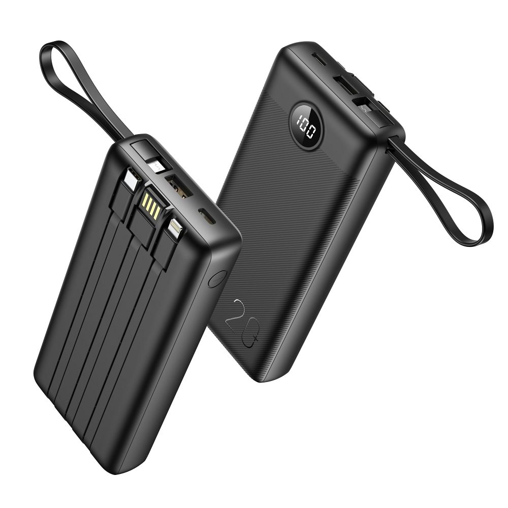 VEGER powerbank 20 000 mAh beépített kábelekkel Micro USB / Type C / Lightning C20 (W2047) fekete-15