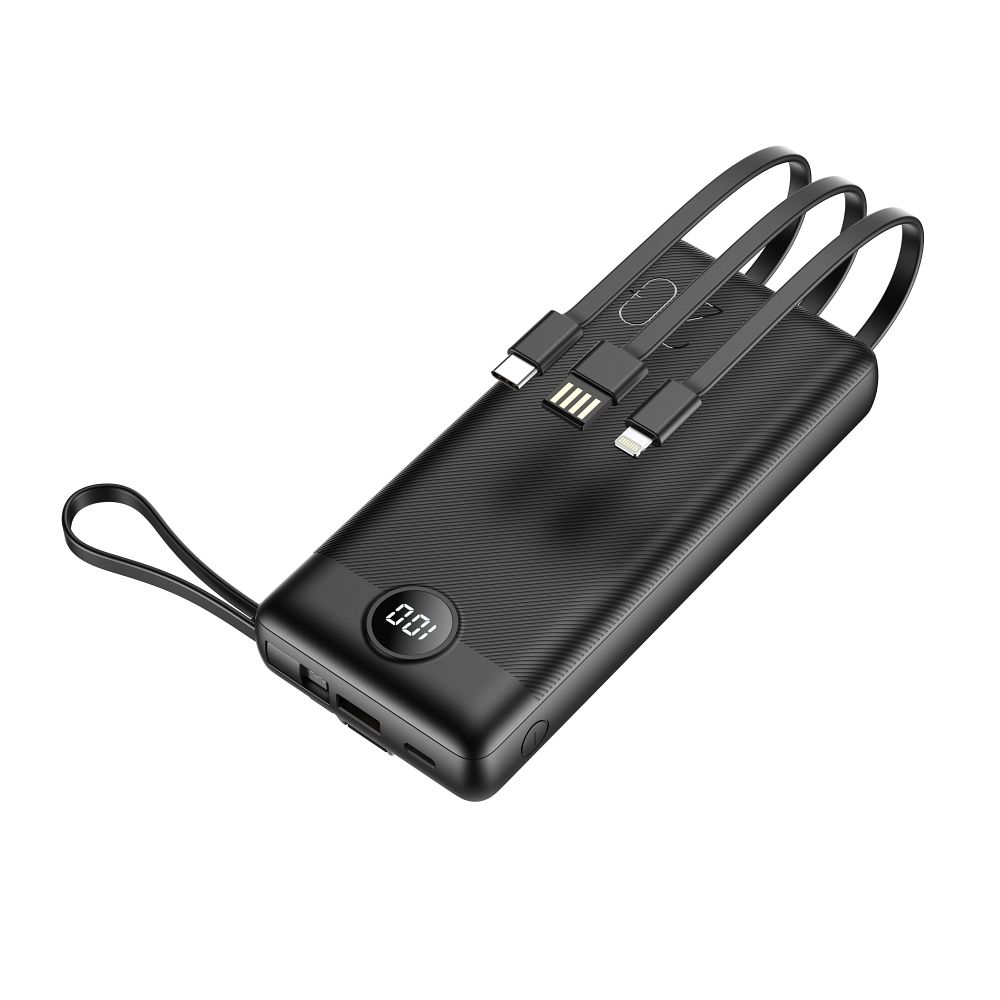 VEGER powerbank 20 000 mAh beépített kábelekkel Micro USB / Type C / Lightning C20 (W2047) fekete-16