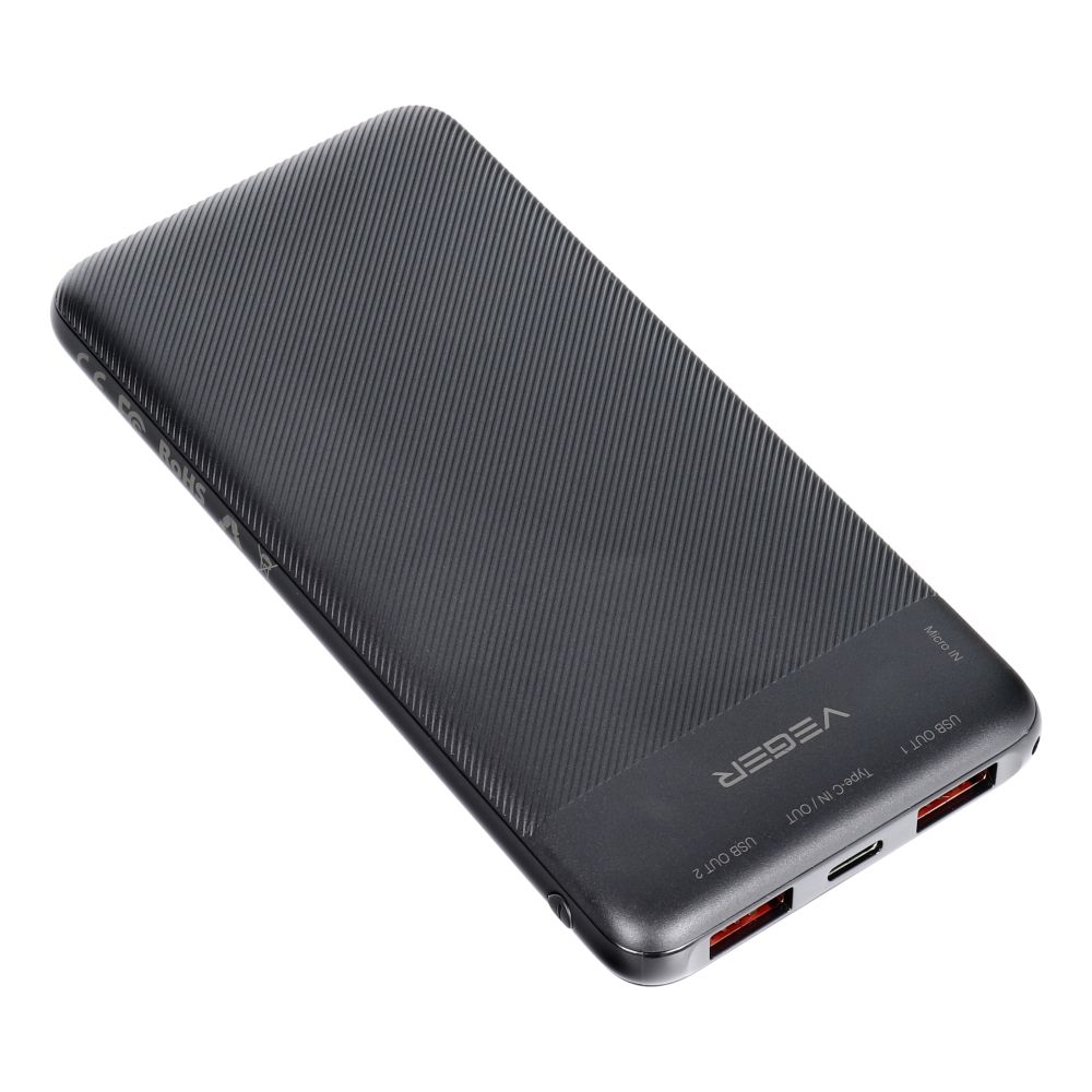 VEGER powerbank 10 000 mAh PD QC3.0 2A 20W A11S (W1133S) fekete-5