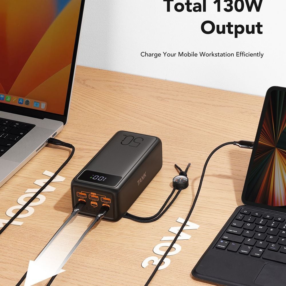 VEGER powerbank 56 000 mAh PD QC3.0 5A 130W Tank Boost (W5001C) fekete-2