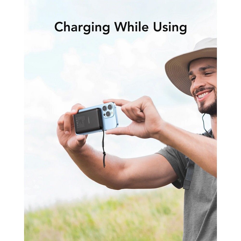 VEGER powerbank 10 000 mAh indukciós töltéssel kompatibilis MagSafe PD QC3.0 2A 20W MagOn (VP1151 / W1151) fekete-6