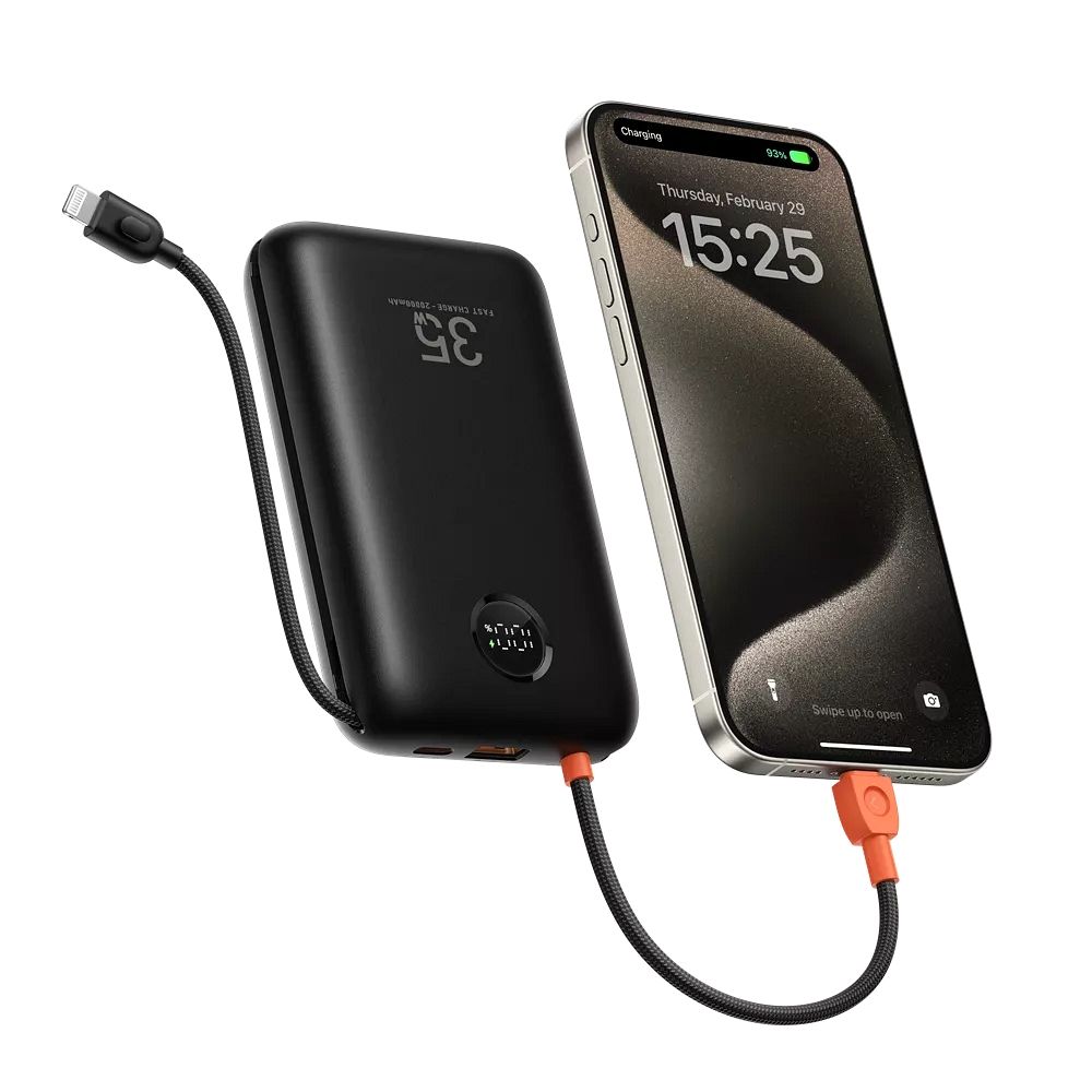 VEGER powerbank 20000 mAh beépített kábelekkel Type C / Lightning PD QC3.0 35W K2 (W2068) fekete-10
