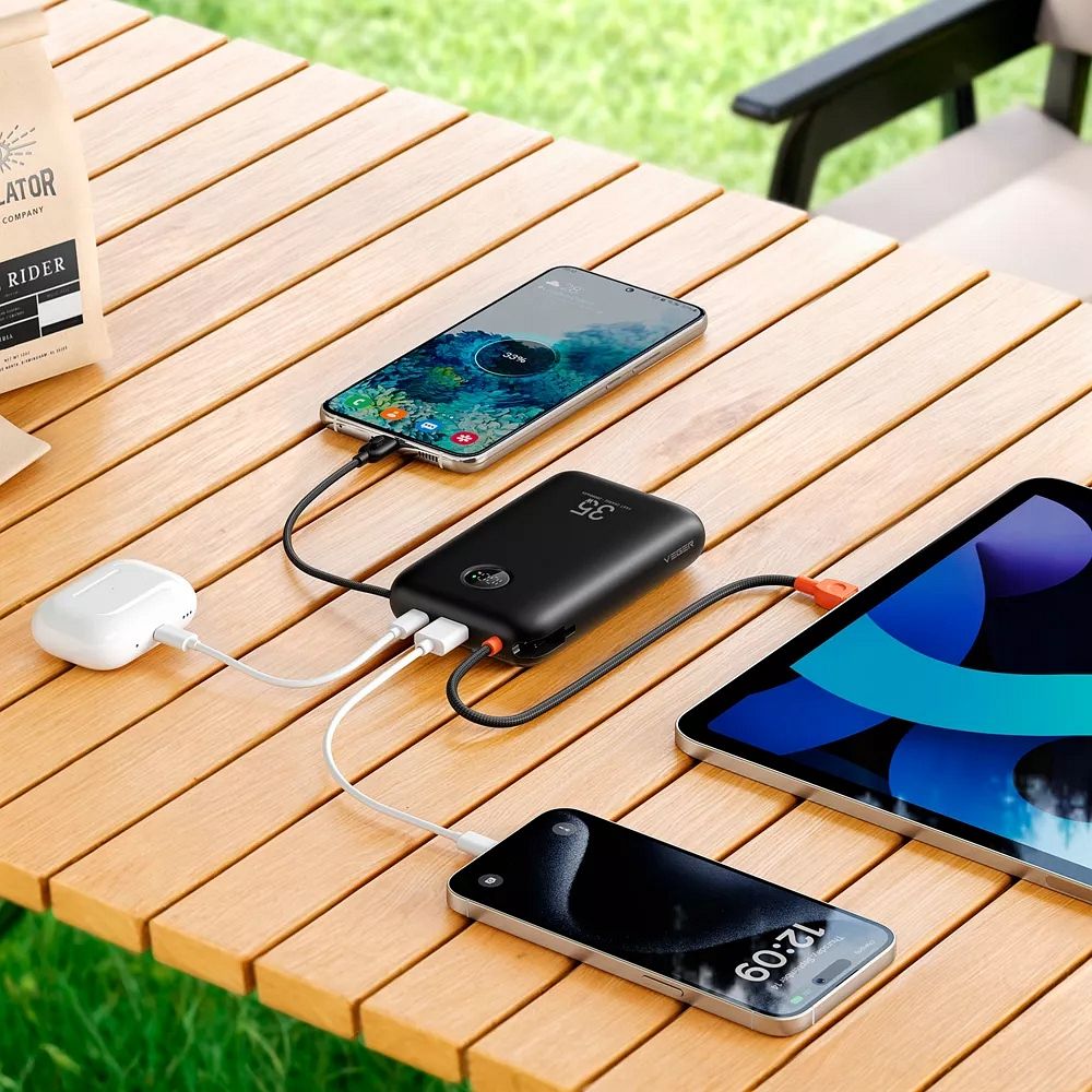 VEGER powerbank 20000 mAh beépített kábelekkel Type C / Lightning PD QC3.0 35W K2 (W2068) fekete-7