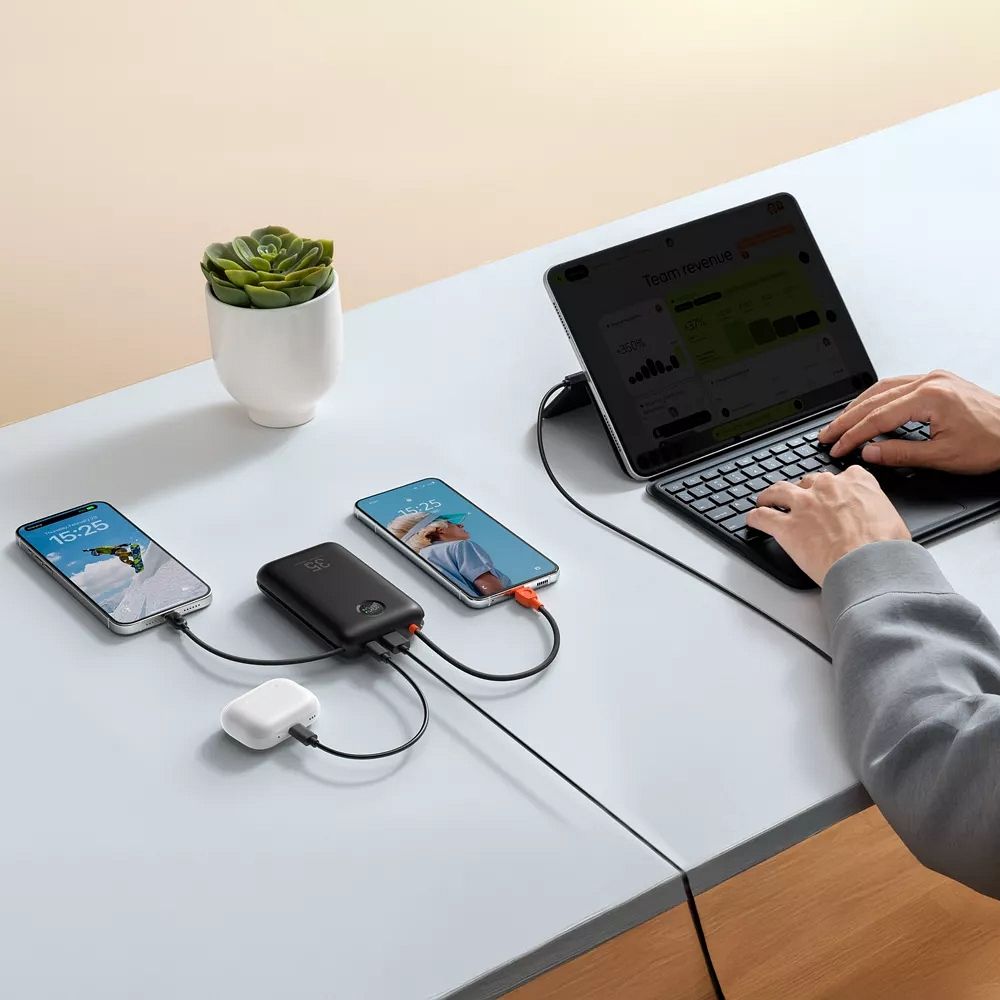 VEGER powerbank 20000 mAh beépített kábelekkel Type C / Lightning PD QC3.0 35W K2 (W2068) fekete-5