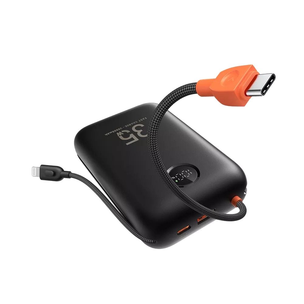 VEGER powerbank 30000 mAh beépített kábelekkel Type C / Lightning PD QC3.0 35W K3 (W3018) fekete-0